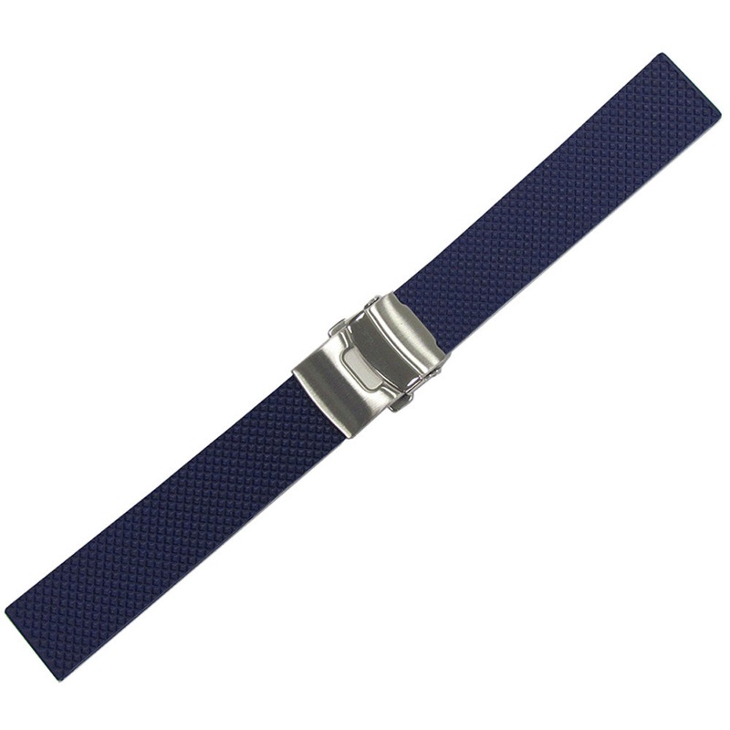 NBR Italian Rubber Watch Band | Blue | Textured Diamond | Attached Deploy | Bonetto 300D
