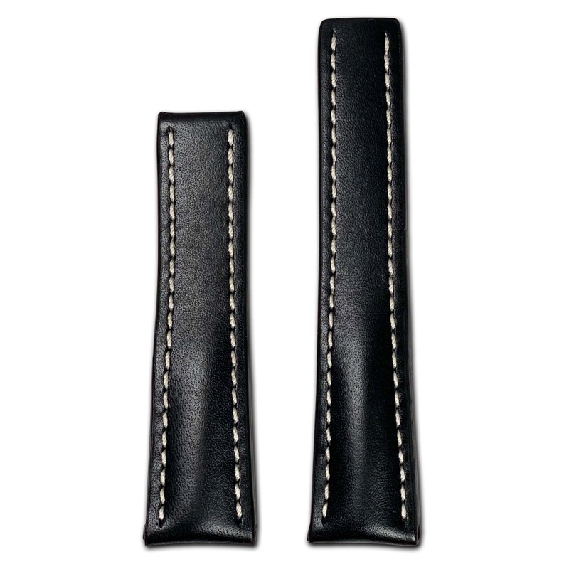 Tanned Leather Watch Band | Pilot | Black | For Breitling Deploy