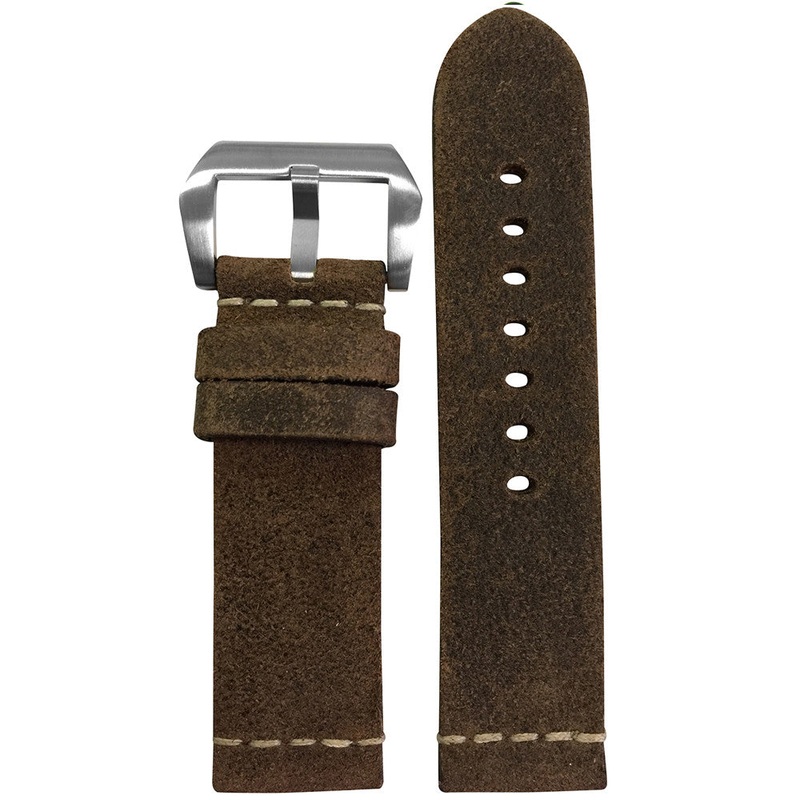 Vintage Leather Watch Band | Rough Brown | White Minimal Stitch