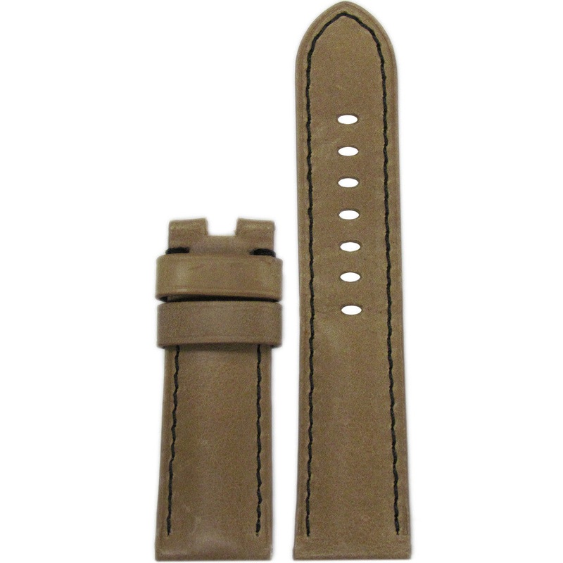 Vintage Leather Watch Band | Sand | Colored Stitch | For Panerai Deploy