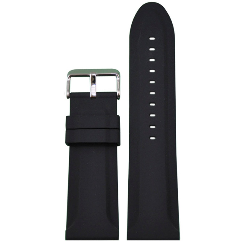 Waterproof Silicone Watch Band | Beveled Edge | Diver | Black