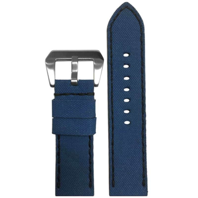 Canvas Watch Band | Gunny | Blue | Black Stitch | Handmade