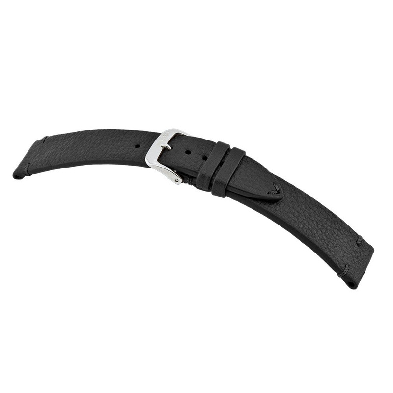 Certified Organic Leather Watch Band | Mittenwald | Black | Minimal Stitch