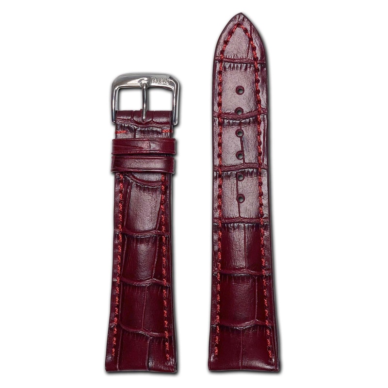 Embossed Leather Alligator Print Watch Band | Louisiana | Burgundy