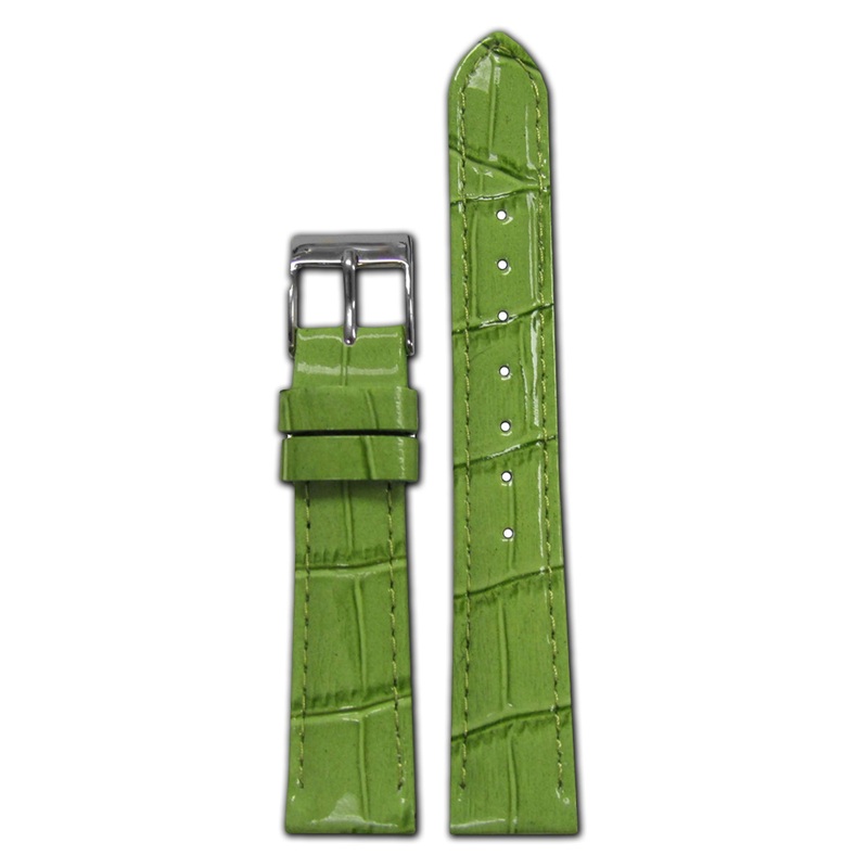 Embossed Leather Gator Watch Band | Quick Release | Apple Green | for Michele