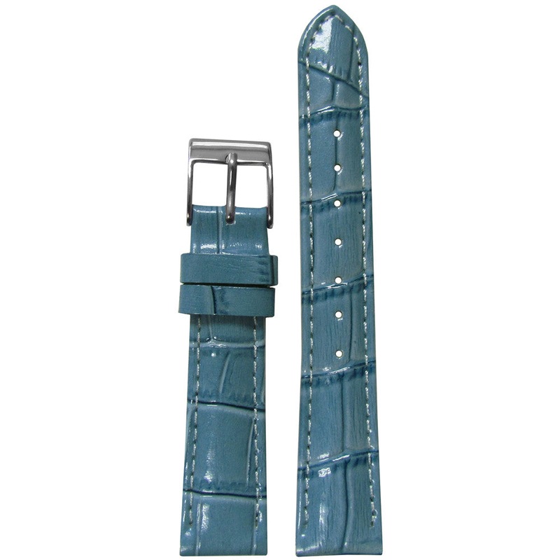 Embossed Leather Gator Watch Band | Quick Release | Powder Blue | for Michele
