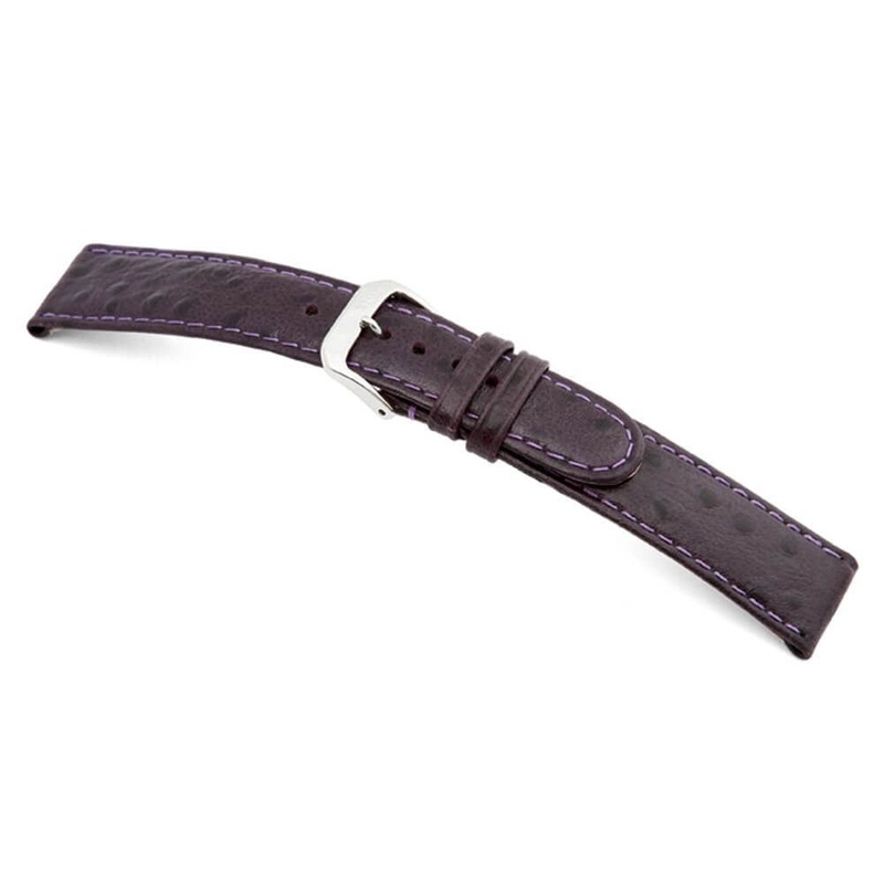 Embossed Leather Ostrich Print Watch Band | Durban | Purple