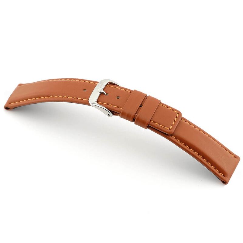 Genuine Cowhide Watch Band | Solid | Diver Style | Cognac