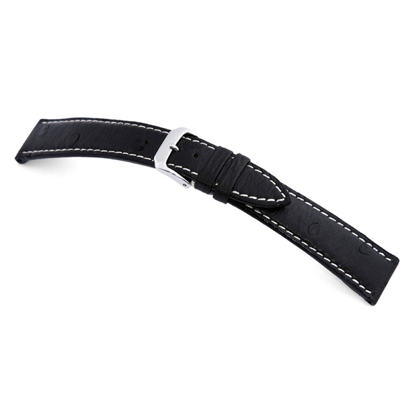 Genuine Ostrich Watch Band | Maxime | Black | For Jaeger le Coultre