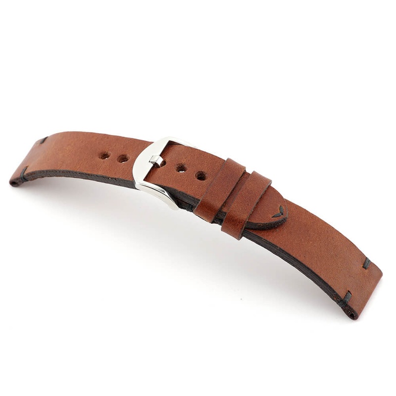 Genuine Vintage Leather Watch Band | Sullivan | Mahogany | Minimal Stitch