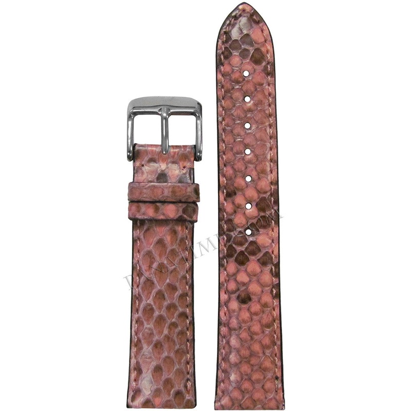 Ladies Genuine Python Watch Band | Pink | Match Stitch | Hadley Roma LS2020