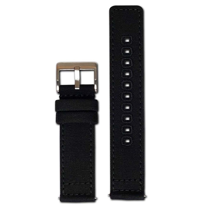 Quick Release Watch Band | Canvas | Two-Piece | Black | Match Stitch