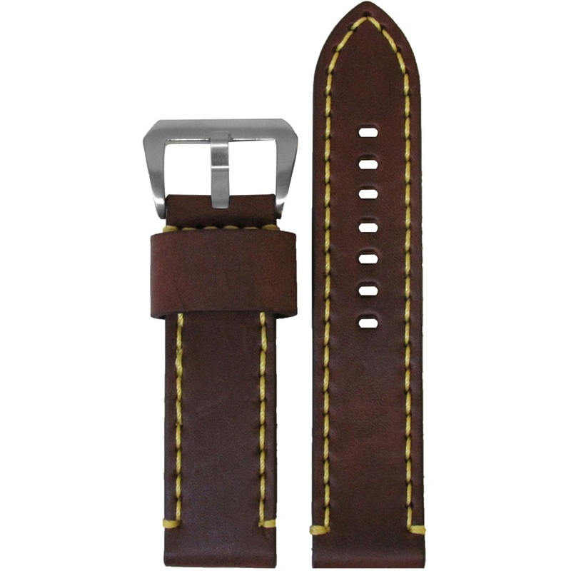Vintage Leather Watch Band | Bronco | Brown | Yellow Stitching