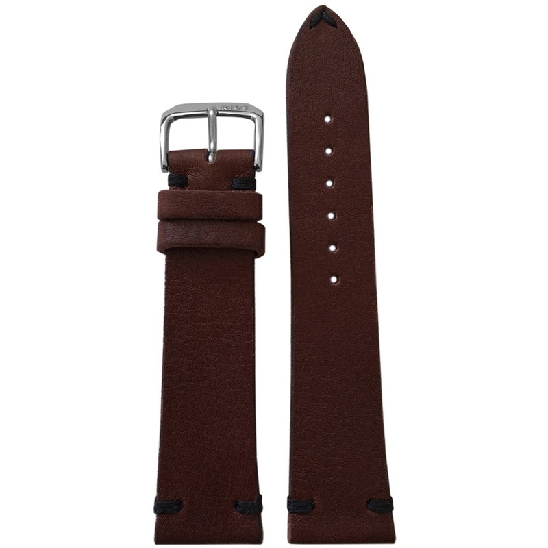Vintage Leather Watch Band | Dark Brown | Minimal Black Hand Stitch