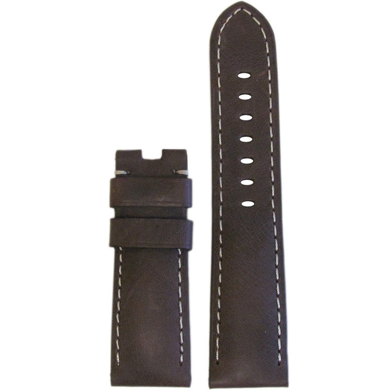 Vintage Leather Watch Band | Distressed Brown | Colored Stitch | For Panerai Deploy