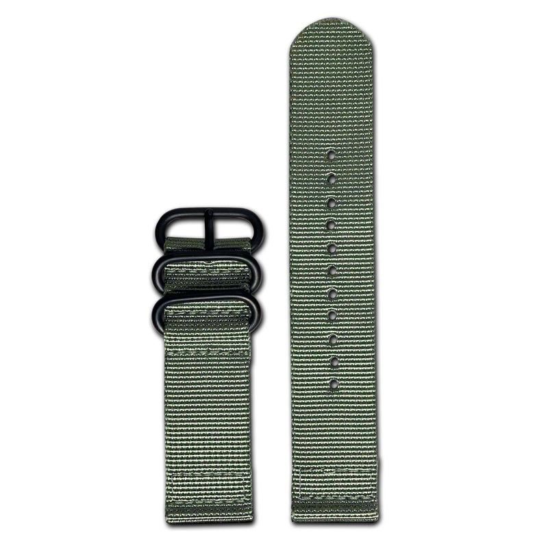 Ballistic Nylon Watch Band | Two-Piece | Grey-Green | PVD (Black) Hardware
