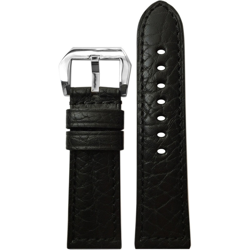 Buffalo Leather Watch Band | Padded | Black | Match Stitch
