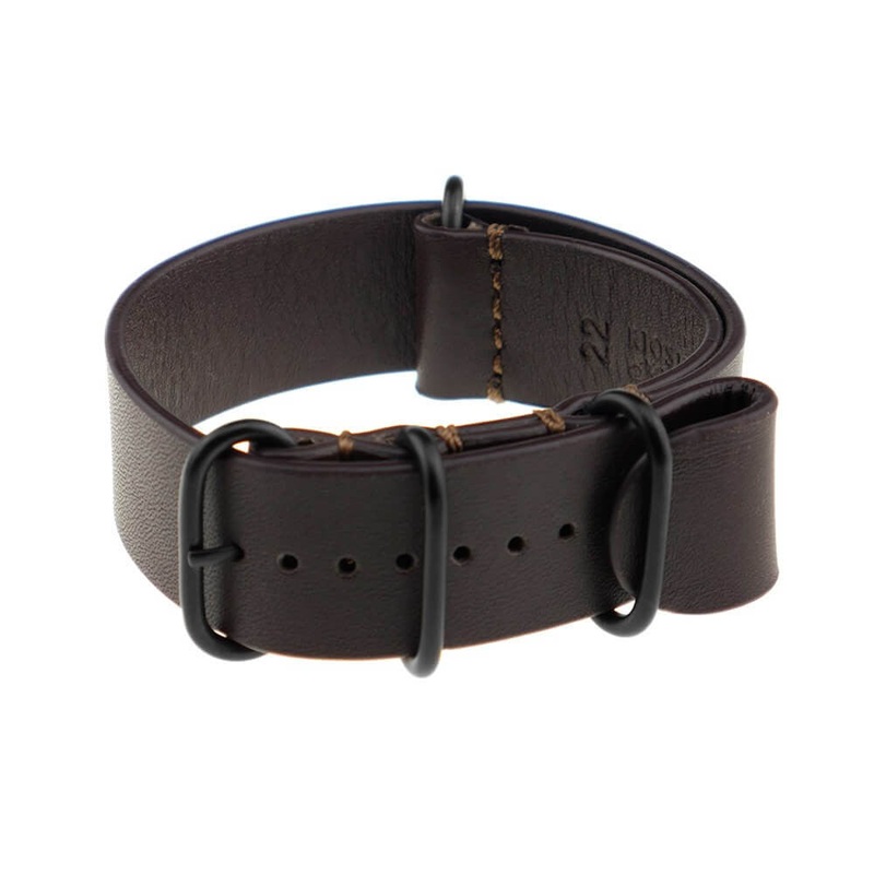 Calfskin Watch Band | Madrid | One-Piece | 4 PVD Rings | Mocha