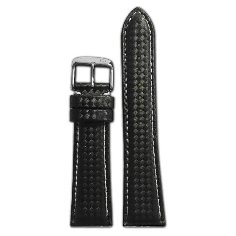 Carbon Fiber Watch Band | Piero Magli | Sport | Black | Contrast Stitch