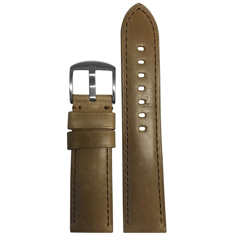 Distressed Vintage Soft Calf Leather Watch Band | Padded | Sand | Match Stitch