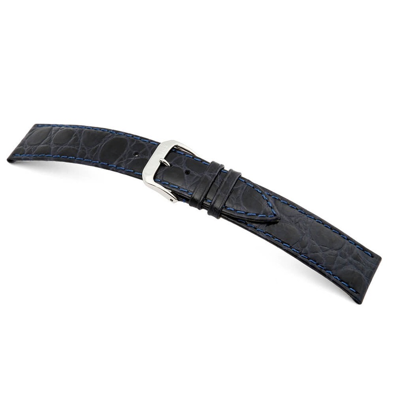 Embossed Leather Crocodile Print Watch Band | Brazil | Ocean Blue