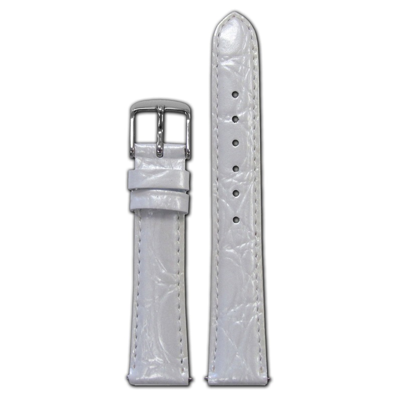 Embossed Leather Gator Watch Band | Quick Release | Pearl White | for Michele