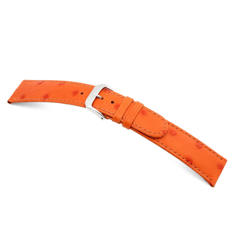 Embossed Leather Ostrich Print Watch Band | Durban | Orange