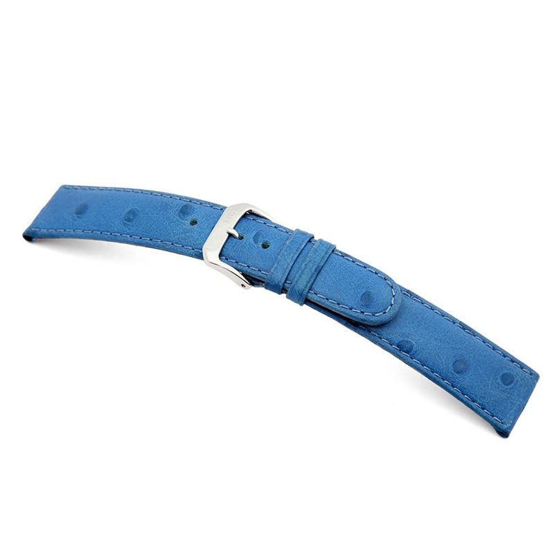 Embossed Leather Ostrich Print Watch Band | Durban | Royal Blue