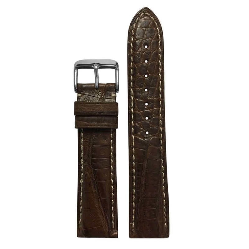 Genuine Caiman Crocodile Watch Band | Brown | Hadley Roma MS2012