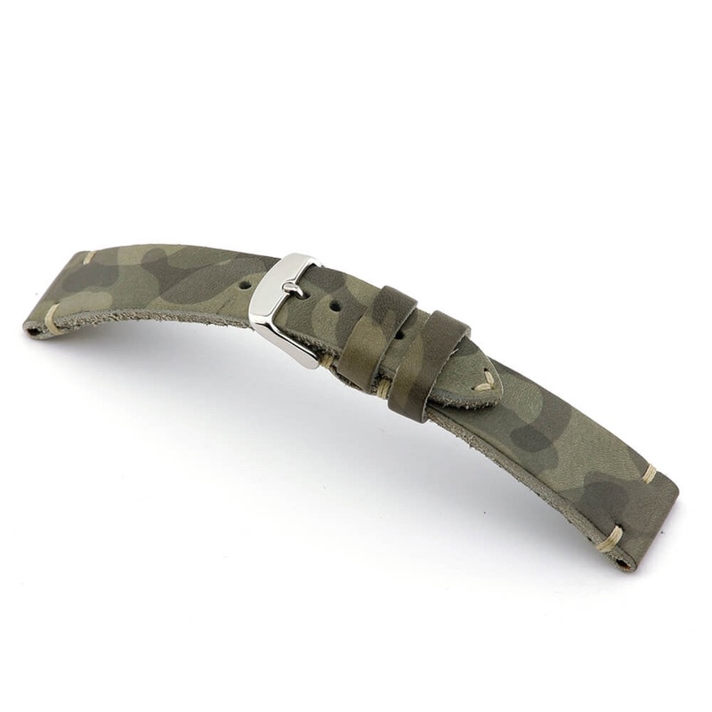 Genuine Leather Watch Band | Baxter | Camouflage | Stone Grey | Minimal Stitch