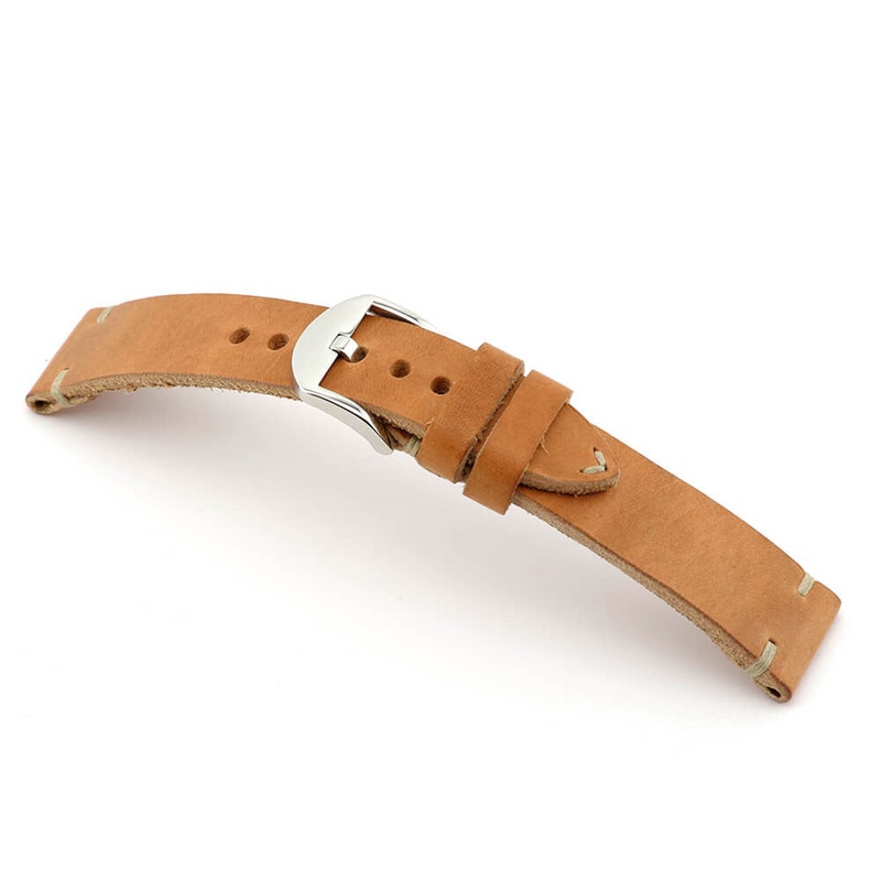 Genuine Leather Watch Band | Moore | Cognac | Minimal Stitch
