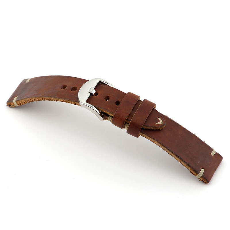 Genuine Leather Watch Band | Moore | Mahogany | Minimal Stitch