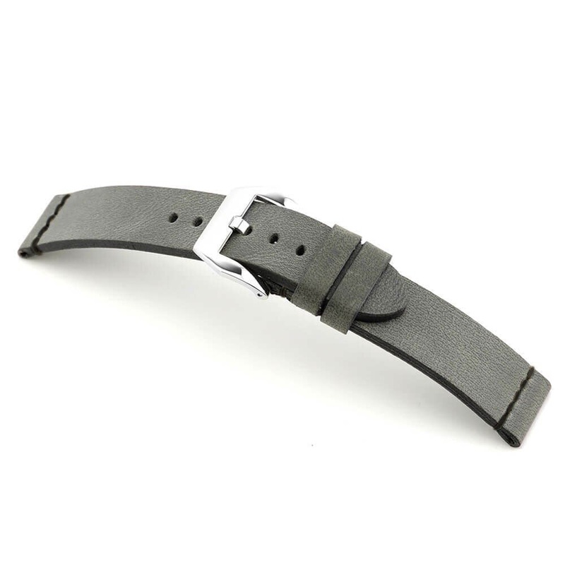 Genuine Vintage Leather Watch Band | Birmingham | Stone Grey | Black Minimal Stitch