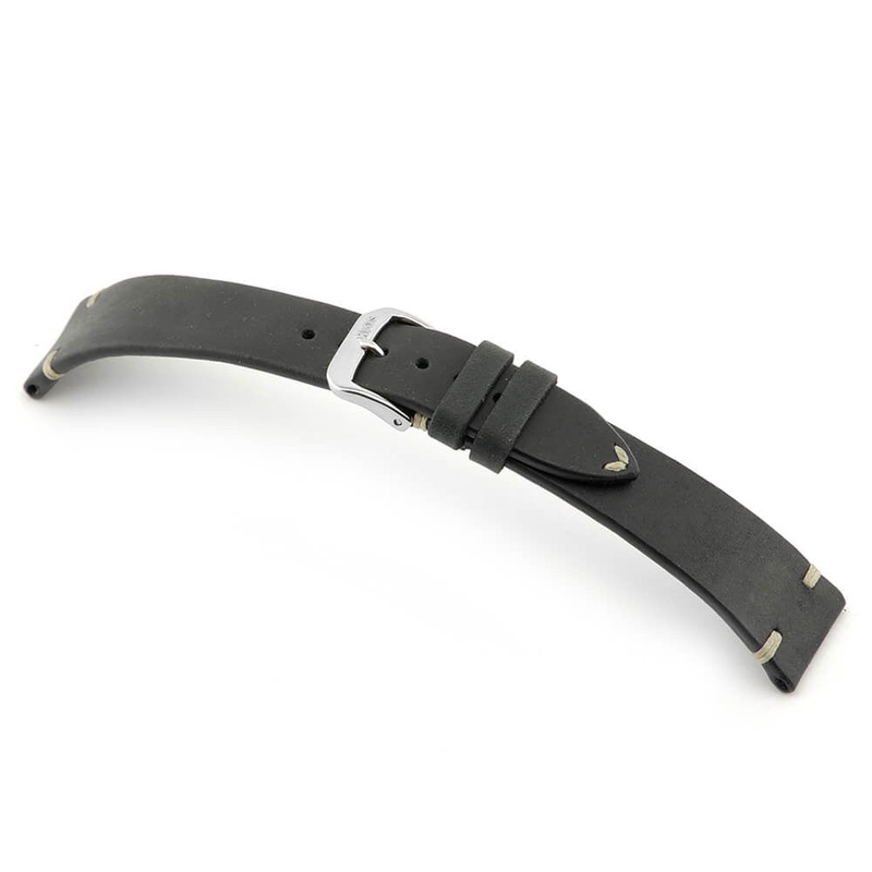 Genuine Vintage Leather Watch Band | Harrison | Black | Minimal Stitch
