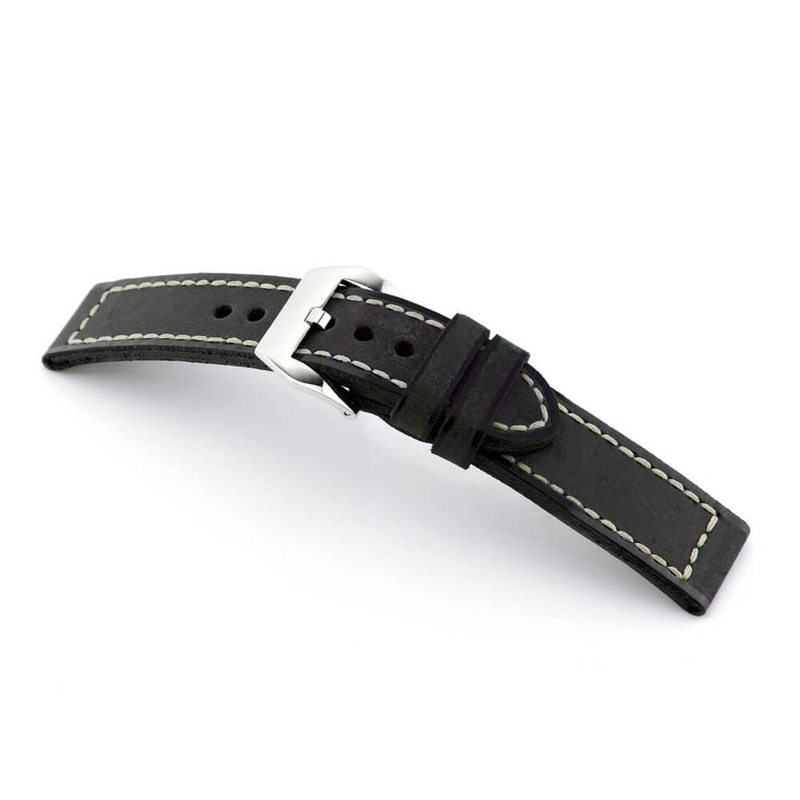 Genuine Vintage Leather Watch Band | Manchester | Black