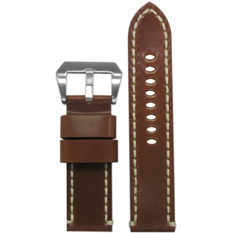 Horween Shell Cordovan Leather Watch Band | Whiskey | Off-White Stitch
