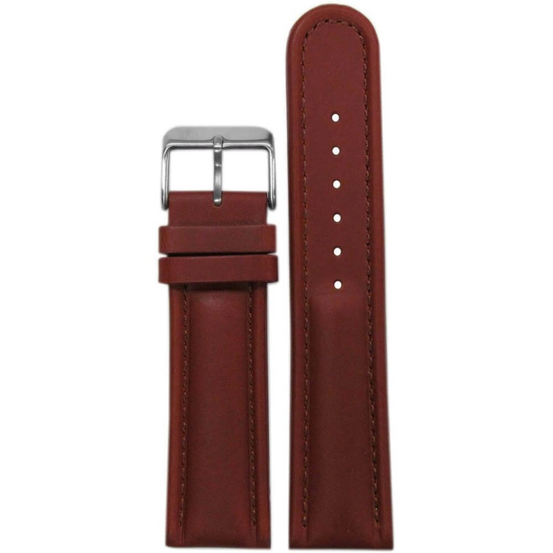 Padded Saddle Leather Watch Band | Medium Brown | Match Stitch