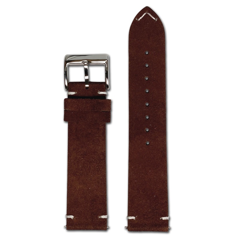 Quick Release Watch Band | Suede Leather | Minimal Stitch | Dark Brown