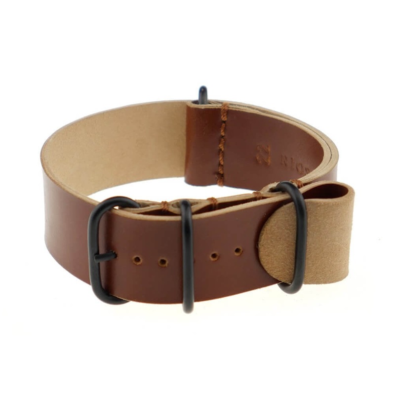 Shell Cordovan Watch Band | Budapest | One-Piece | 4 PVD Rings | Cognac