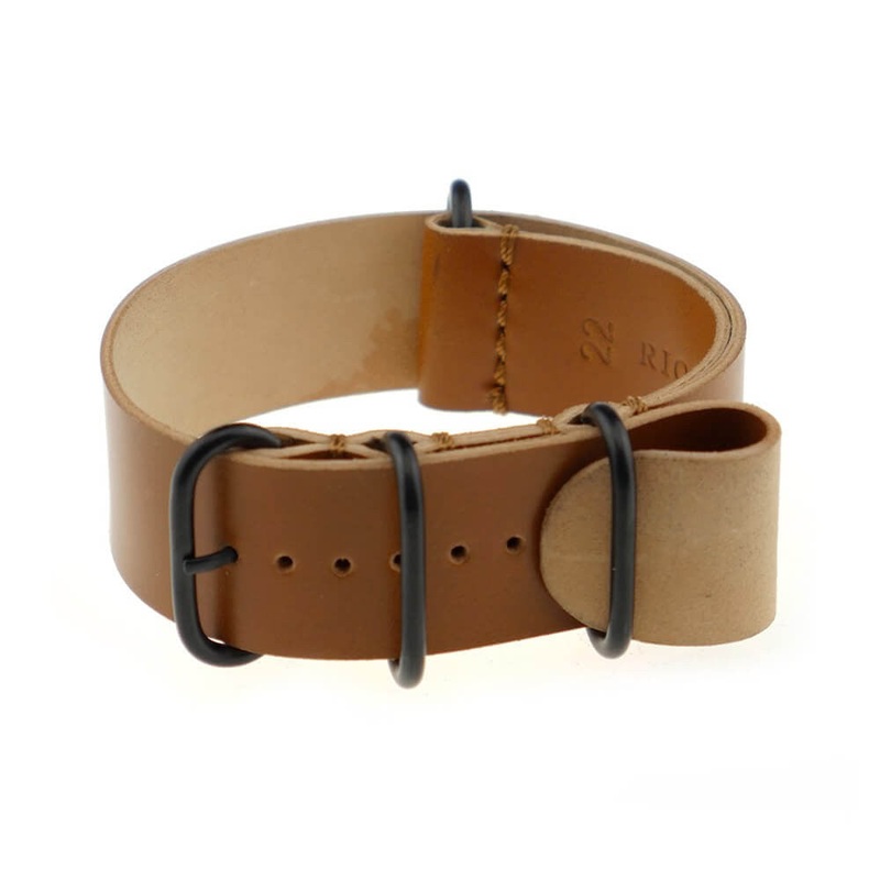 Shell Cordovan Watch Band | Budapest | One-Piece | 4 PVD Rings | Honey