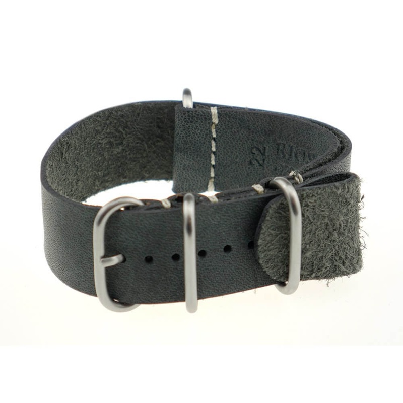 Vintage Leather Watch Band | Copenhagen | One-Piece | 4 Brushed Rings | Stone Grey