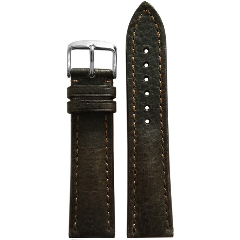 Vintage Leather Watch Band | Mocha | White Stitch | For Breitling