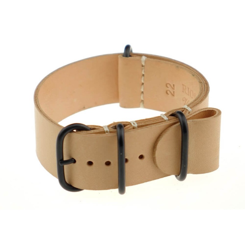 Vintage Leather Watch Band | Riga | One-Piece | 4 PVD Rings | Honey