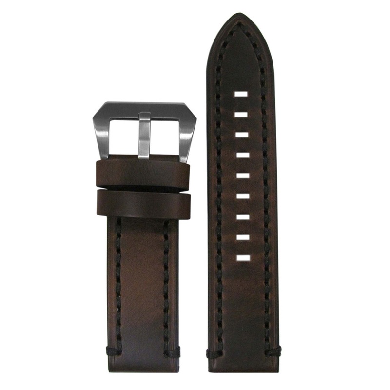 Vintage Tobacco Watch Band | Dark Brown | Black Stitch