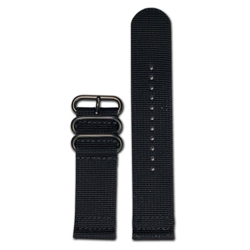 Ballistic Nylon Watch Band | Two-Piece | Black | PVD (Black) Hardware