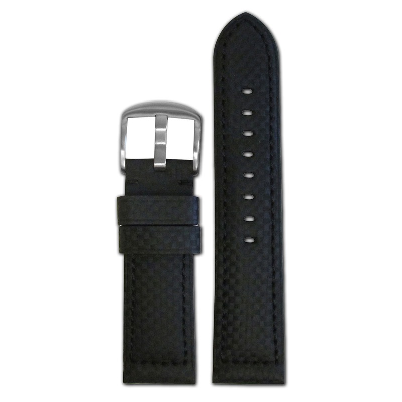 Carbon Fiber Style Watch Band | Sport | Black | Black Stitch
