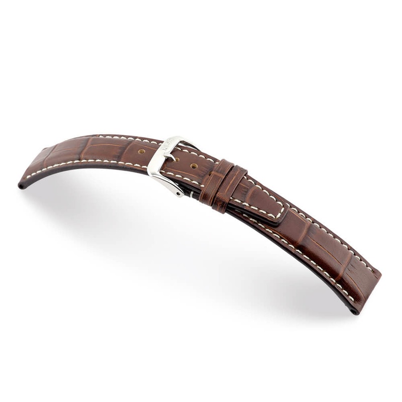 Embossed Alligator Grain on Cow Leather Watch Band | Boston | Mahogany