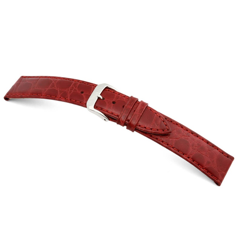 Embossed Leather Crocodile Print Watch Band | Brazil | Burgundy