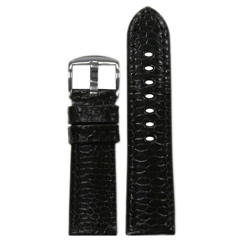 Genuine Beaver Watch Band | Padded | Black | Black Stitch