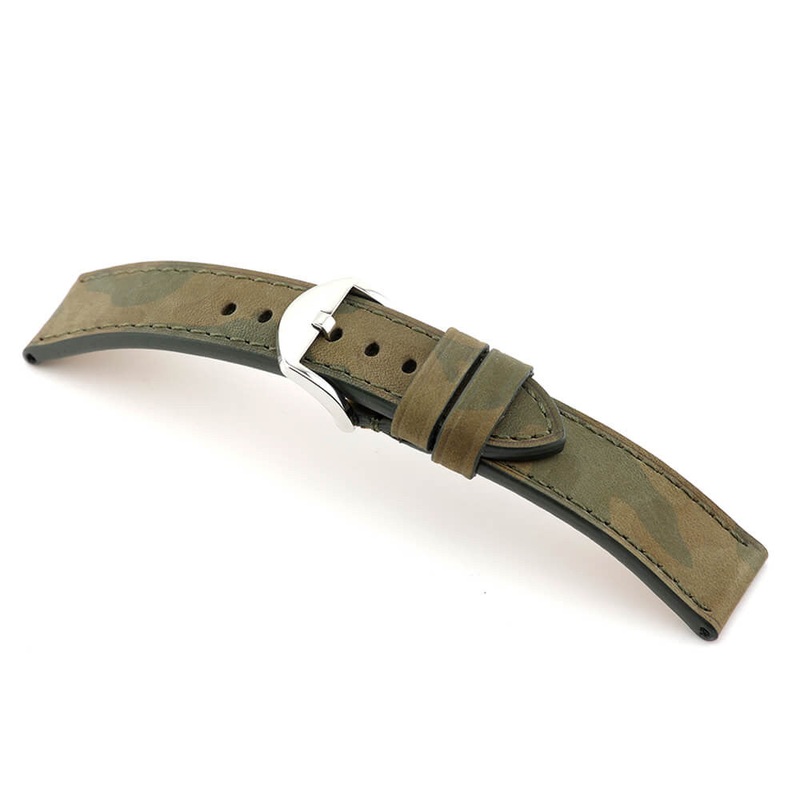 Genuine Leather Watch Band | Douglas | Camouflage | Olive Drab